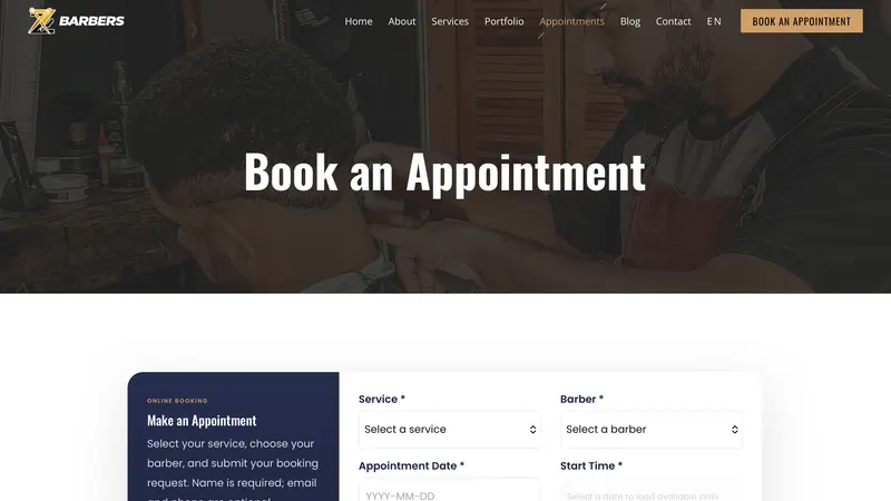 Captură a website-ului BarberExpert